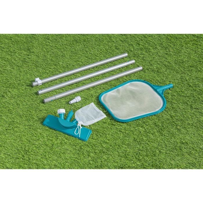 Kit de nettoyage piscine jusqu'a 3,96m - Bestway - Aquaclear - épuisette et tete d'aspirateur