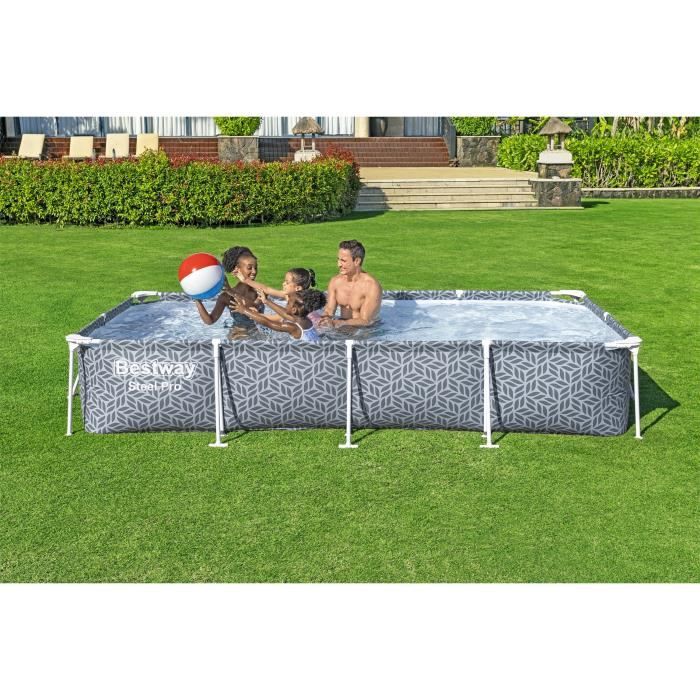 Piscine hors sol tubulaire BESTWAY - Steel Proô - 366 x 201 x 66 cm - Rectangulaire - dÈcor graphique