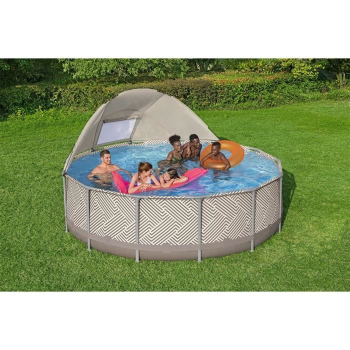 Kit Piscine hors sol tubulaire BESTWAY Steel Pro Maxô 396 x 107 cm - Ronde (Avec filtre a cartouche, auvent, b‚che, Èchelle)