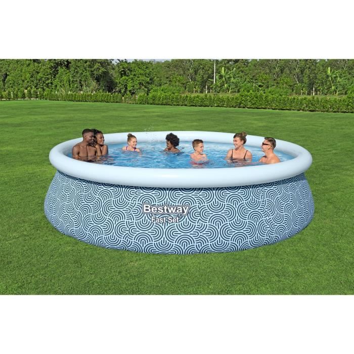 Kit Piscine gonflable BESTWAY - Fast Set - 457 x 107 cm - Ronde (Filtre a cartouche, échelle, 1 cartouche)