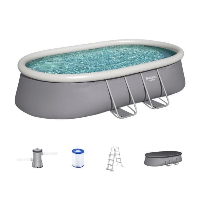 Kit Piscine hors sol autoportante BESTWAY - Fast Set - 488 x 305 x 107cm - Ovale (avec filtre, Èchelle, b‚che, cartouche)