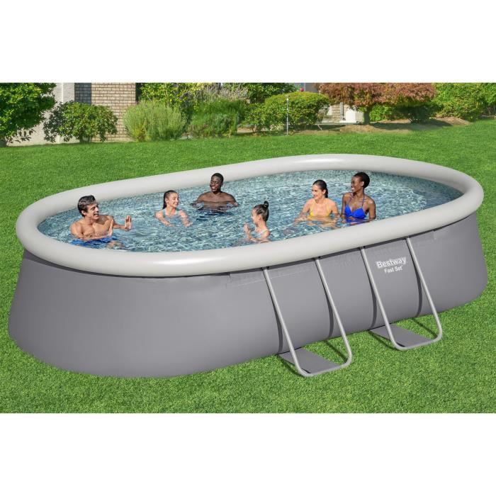 Kit Piscine hors sol autoportante BESTWAY - Fast Set - 488 x 305 x 107cm - Ovale (avec filtre, Èchelle, b‚che, cartouche)