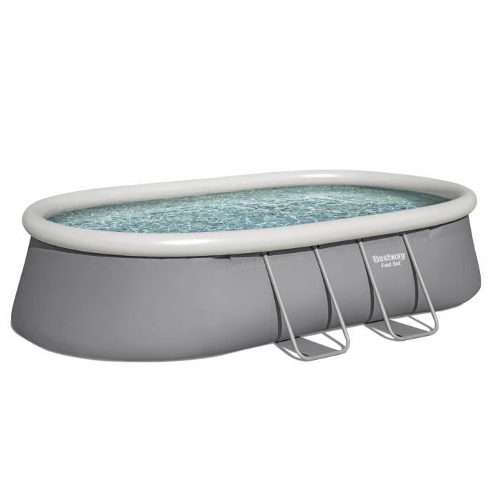 Kit Piscine hors sol autoportante BESTWAY - Fast Set - 488 x 305 x 107cm - Ovale (avec filtre, Èchelle, b‚che, cartouche)