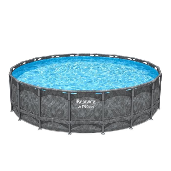 Kit Piscine hors sol tubulaire BESTWAY - APX 365 - 549 x 132 cm - Ronde (Filtre a sable, 250 g polysphere, échelle, bâche)