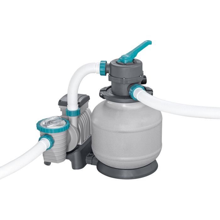 Kit Piscine hors sol tubulaire BESTWAY - APX 365 - 610 x 132 cm - Ronde (Filtre a sable, 500g polysphere, échelle, bâche)