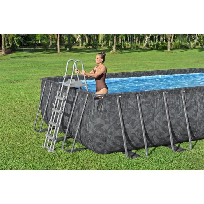 Kit Piscine hors sol tubulaire BESTWAY - APX 365 - 732 x 366 x 132 cm - Rectangulaire (Filtre a sable, 250 g polysphere, échelle, b