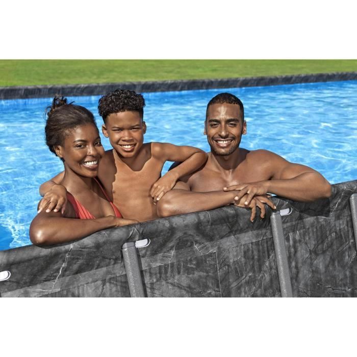 Kit piscine hors sol tubulaire BESTWAY - APX 365 - 956 x 488 x 132 cm - Rectangulaire (Filtre a sable, 500g polysphere, échelle, bâc