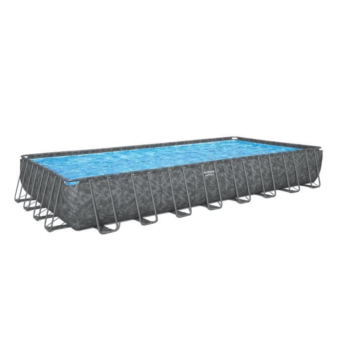 Kit piscine hors sol tubulaire BESTWAY - APX 365 - 956 x 488 x 132 cm - Rectangulaire (Filtre a sable, 500g polysphere, échelle, bâc