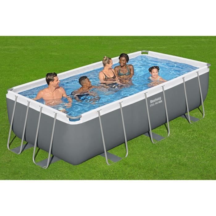 Kit Piscine hors sol tubulaire BESTWAY - Steel Pro Max - 404 x 201 x 100 cm - Rectangulaire (Filtre à cartouche, échelle)
