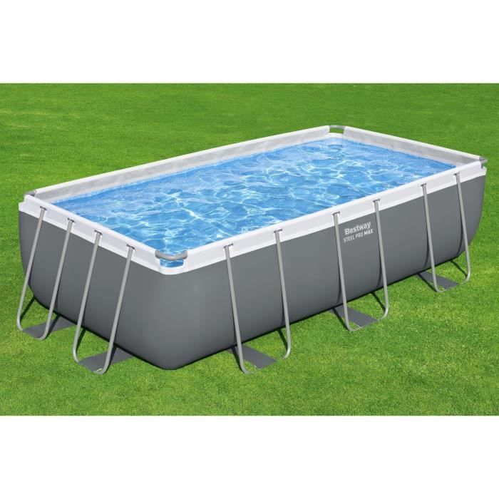 Kit Piscine hors sol tubulaire BESTWAY - Steel Pro Max - 404 x 201 x 100 cm - Rectangulaire (Filtre à cartouche, échelle)