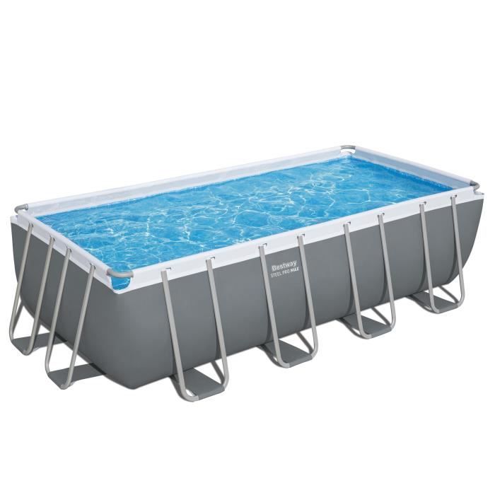 Kit Piscine hors sol tubulaire BESTWAY - Steel Pro Max - 488 x 244 x 122 cm - Rectangulaire (Filtre a sable, échelle, bâche)