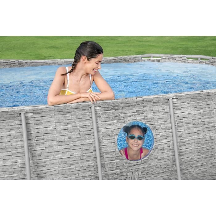 Kit Piscine hors sol tubulaire BESTWAY - Steel Pro MAX- 427 x 250 x 100 cm - Ovale (Filtre a cartouche, échelle, bâche, 1 cartouche