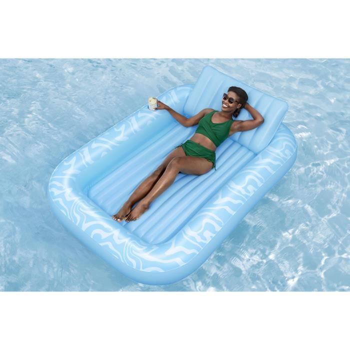 Bouée gonflable - Bestway - matelas de bronzage et piscine Sun-Kissed - 203 x 137 x 25,5 cm - avec oreiller