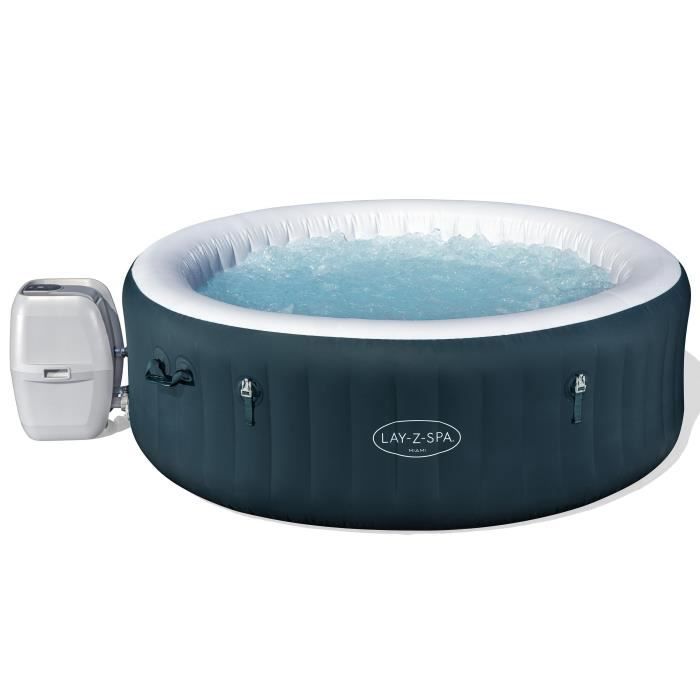 Spa gonflable BESTWAY - Lay-Z-Spa Miami - 140 airjets - 196 x 66 cm - 4 a 6 places - Rond (couverture, cartouche, diffuseur)