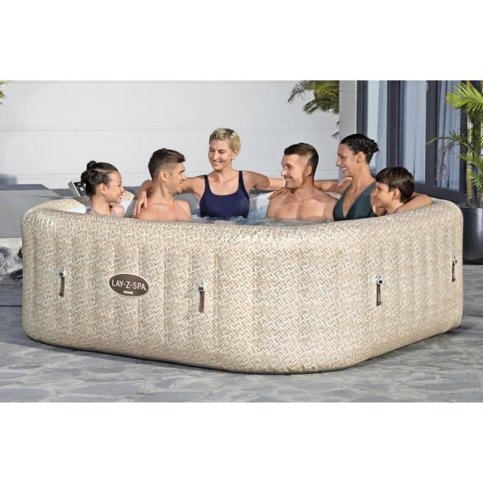 Spa gonflable BESTWAY - Lay-Z-Spa Rome - 180 airjets - 201 x 201 x 71 cm - 5 a 7 places - Carré (couverture, cartouche, diffuseur)
