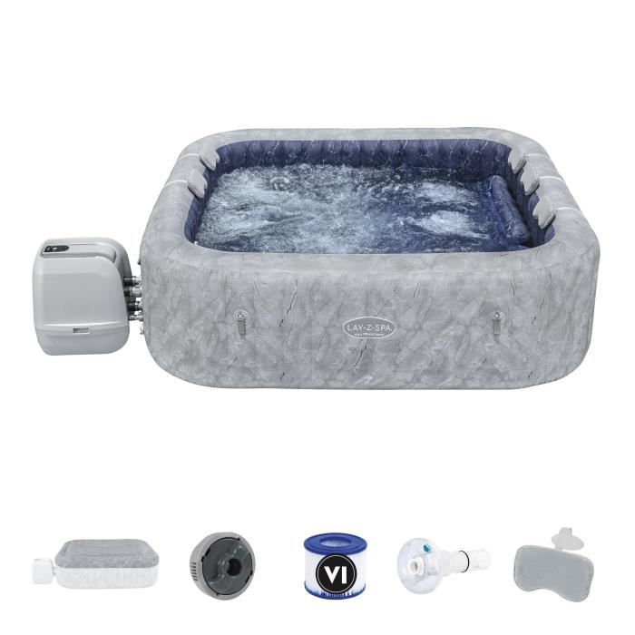 Spa gonflable BESTWAY - Lay-Z-Spa San Fransisco - Hydrojets - 230 x 230 x 71 cm - 5 a 7 places - Carré (couverture, 5 appuie-tete)