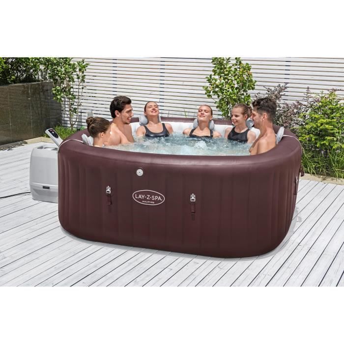 Spa gonflable BESTWAY - Lay-Z-Spa Maldives - Hydrojets - 201x201x80 cm - 5 a 7 places - Carré (couverture, cartouche, 5 appuie-tete)