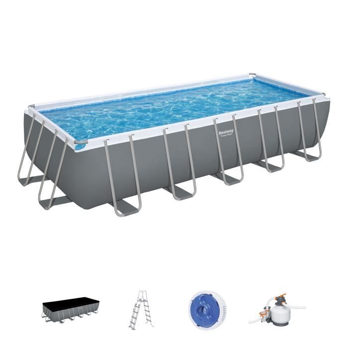 Kit Piscine hors sol tubulaire BESTWAY - Steel Pro Max - 640 x 274 x 132 cm - Rectangulaire (Filtre a sable, bâche, échelle)