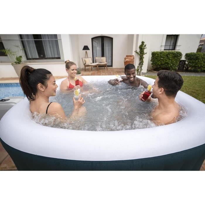 Spa gonflable BESTWAY - Lay-Z-Spa Ibiza - 140 airjets - 180 x 180 x 66 cm - 4 a 6 places - Carré (avec couverture, cartouche)