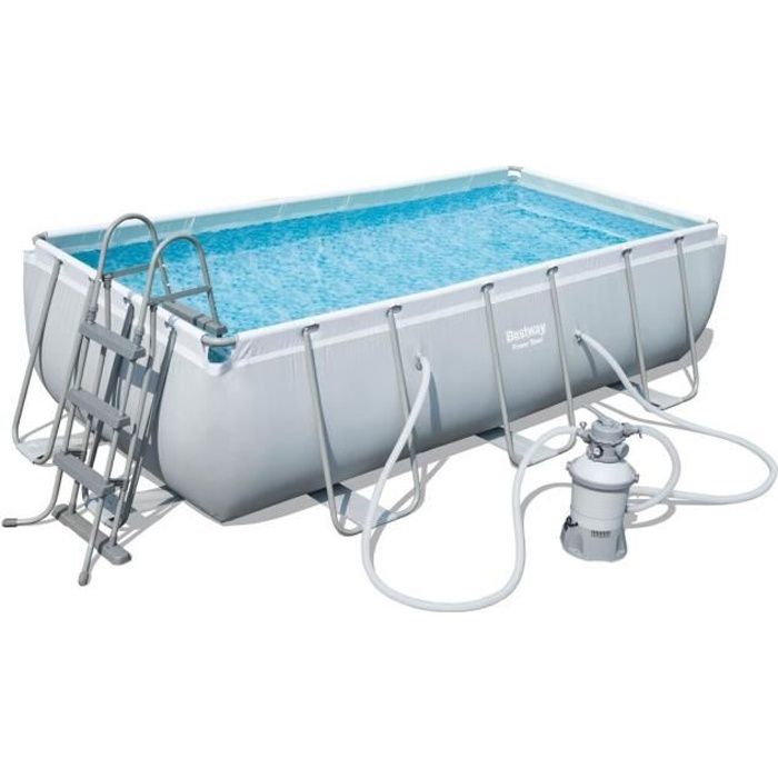 Kit Piscine hors sol tubulaire BESTWAY - Power Steelô - 404 x 201 x 100 cm - Rectangulaire (Filtre a sable, Èchelle, diffuseur)
