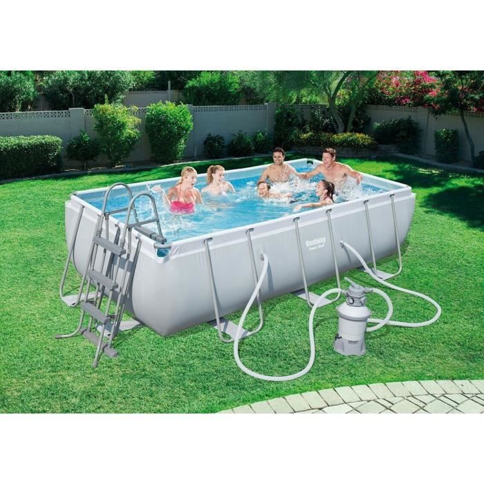 Kit Piscine hors sol tubulaire BESTWAY - Power Steelô - 404 x 201 x 100 cm - Rectangulaire (Filtre a sable, Èchelle, diffuseur)