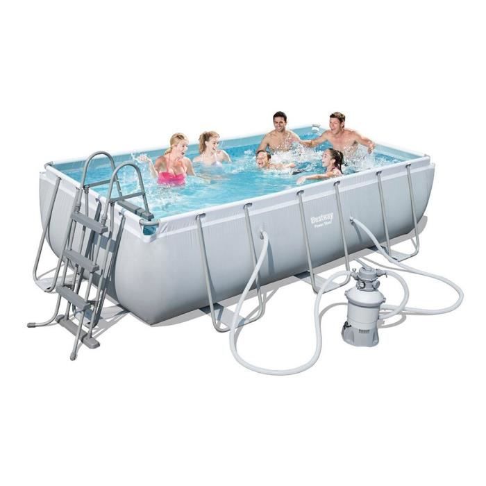 Kit Piscine hors sol tubulaire BESTWAY - Power Steelô - 404 x 201 x 100 cm - Rectangulaire (Filtre a sable, Èchelle, diffuseur)