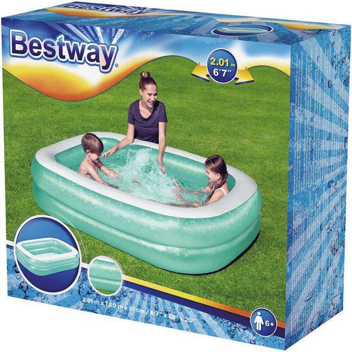 Piscine gonflable pour enfants- Bestway - Rectangulaire - 201 x 150 x 51 cm - Bleu