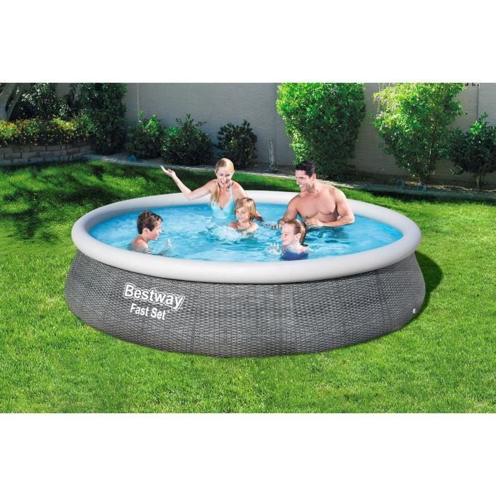 Kit Piscine hors sol autoportante BESTWAY - Fast Setô - 396 x 84 cm - Ronde (LivrÈe avec une pompe de filtration)
