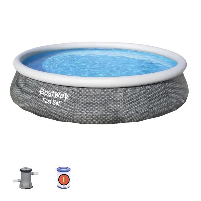 Kit Piscine hors sol autoportante BESTWAY - Fast Setô - 396 x 84 cm - Ronde (LivrÈe avec une pompe de filtration)