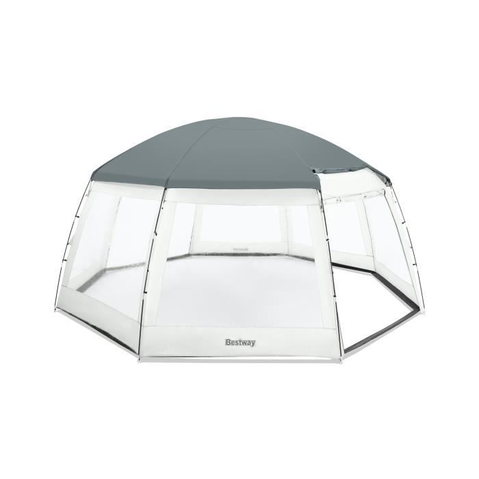 BESTWAY - DÙme de protection pour piscine - Octogonal 600 x 600 x 295 cm - Gris