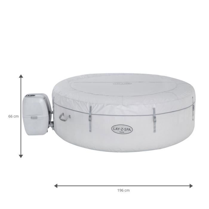 Spa gonflable BESTWAY - Lay-Z-Spa Paris - 140 airjets - 196 x 66 cm - 4 a 6 places - Rond (couverture, cartouche, LED)