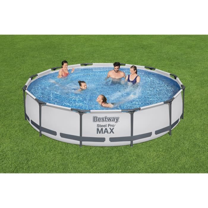 Kit Piscine hors sol tubulaire BESTWAY - Steel Pro Max - 366 x 76 cm - Ronde - (Inclus 1 pompe de filtration et 1 cartouche)