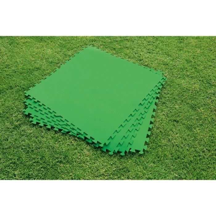 BESTWAY - Tapis de sol pour piscine - Lot de 9 dalles de protection en mousse vert - 78 x 78 cm Èp 4mm