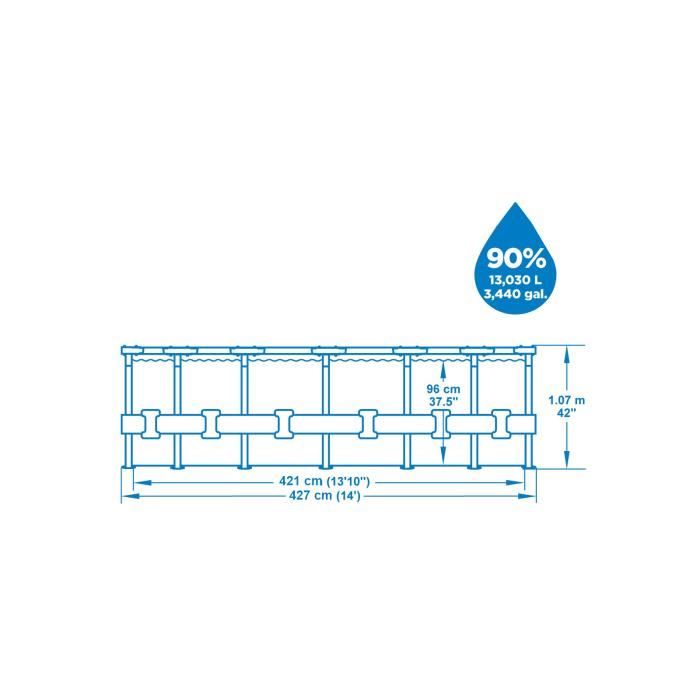 Kit Piscine hors sol tubulaire - BESTWAY - Steel Pro Max - 427 x 107 cm - Ronde (Pompe, échelle, bâche et cartouche de filtration)