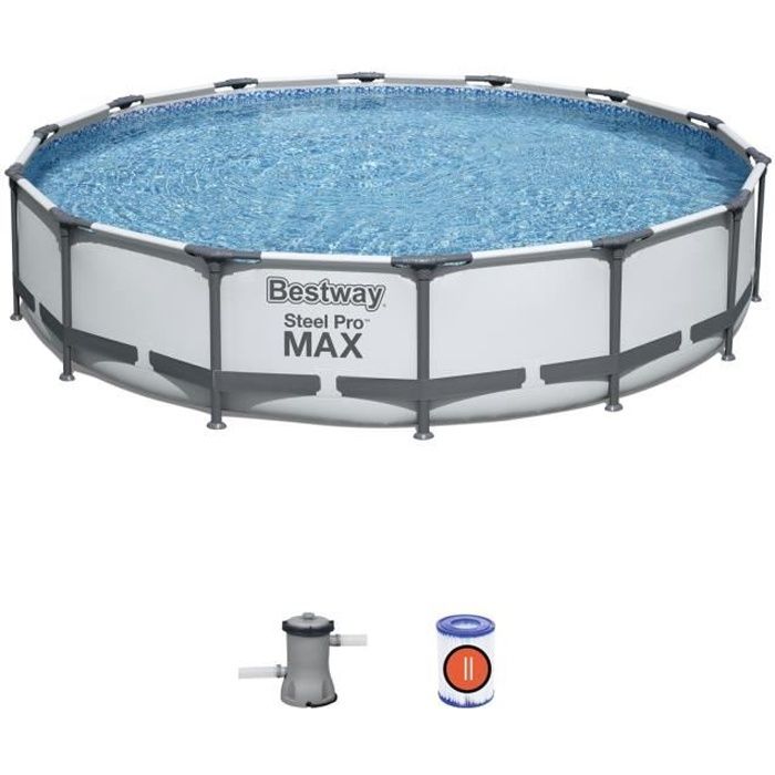 Kit Piscine hors sol tubulaire BESTWAY - Steel Pro Maxô - 427 x 84 cm - Ronde (LivrÈe avec une pompe de filtration)
