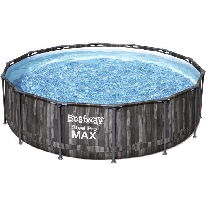 Kit Piscine hors sol tubulaire BESTWAY Steel Pro Max - 427 x 107 cm - Ronde (Livrée avec pompe de filtration, échelle)