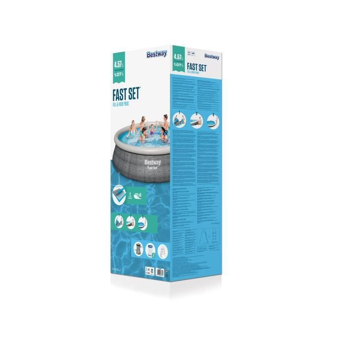 Kit Piscine hors sol autoportante BESTWAY - Fast Set - 457 x 107 cm - Ronde (LivrÈe avec une pompe de filtration)