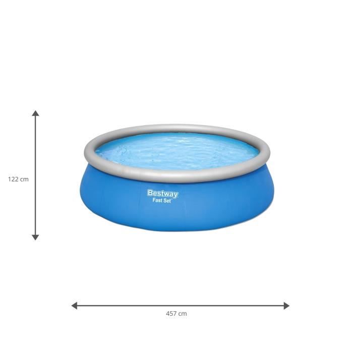 Kit Piscine hors sol autoportante BESTWAY - Fast Set - 457 x 122 cm - Ronde (LivrÈe avec filtre a cartouche + Èchelle de sÈcuritÈ)