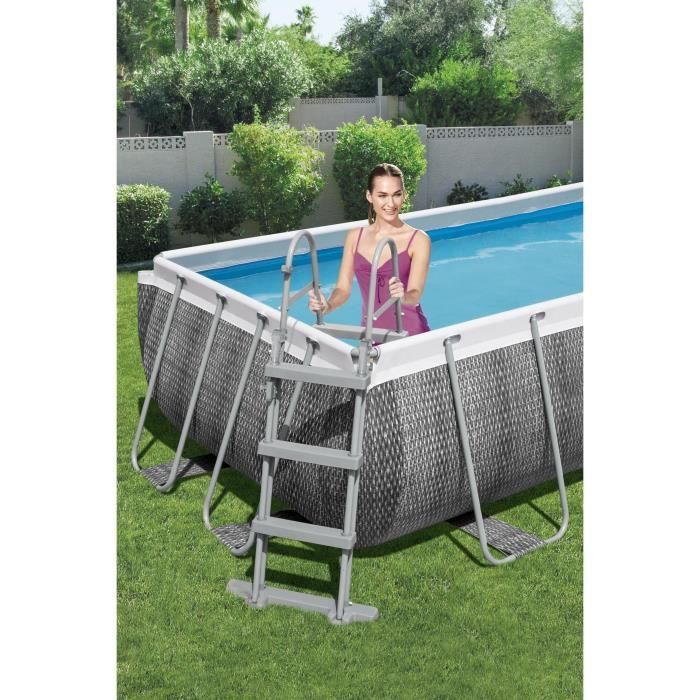 Kit Piscine hors sol tubulaire BESTWAY Power Steel 404 x 201 x 100 cm - Rectangulaire (Avec filtre a cartouche, Èchelle)