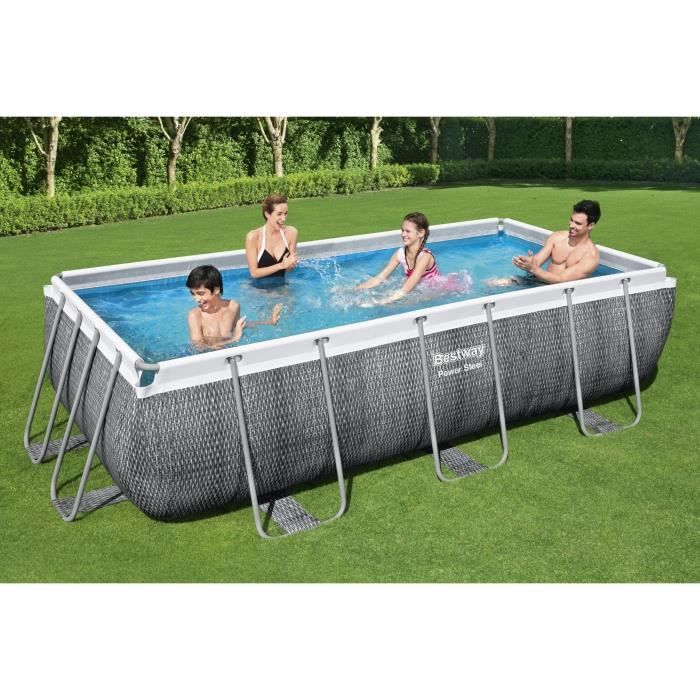 Kit Piscine hors sol tubulaire BESTWAY Power Steel 404 x 201 x 100 cm - Rectangulaire (Avec filtre a cartouche, Èchelle)