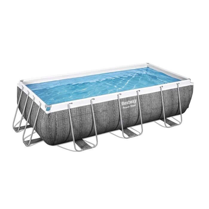 Kit Piscine hors sol tubulaire BESTWAY Power Steel 404 x 201 x 100 cm - Rectangulaire (Avec filtre a cartouche, Èchelle)