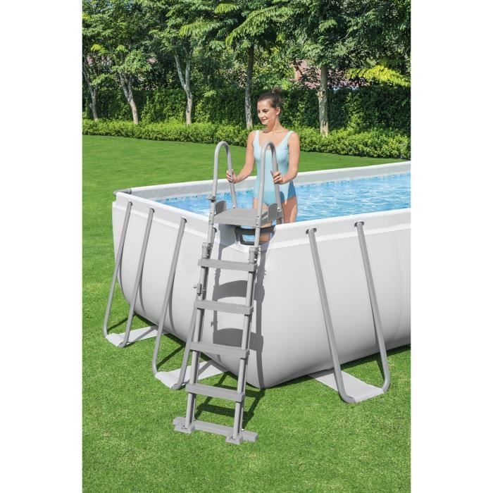 Kit Piscine hors sol tubulaire BESTWAY Power Steel - 640 x 274 x 132 cm - Rectangulaire (Filtre, échelle, diffuseur, bâche)