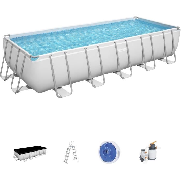 Kit Piscine hors sol tubulaire BESTWAY Power Steel - 640 x 274 x 132 cm - Rectangulaire (LivrÈe avec une pompe + un diffuseur)