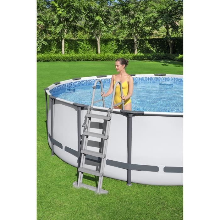 Kit Piscine hors sol tubulaire BESTWAY Steel Pro Max - 427 x 122 cm - Ronde (Avec un filtre a cartouche, une bâche et une échelle)