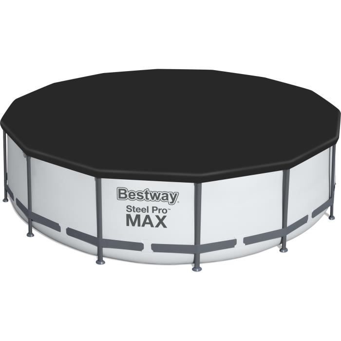 Kit Piscine hors sol tubulaire BESTWAY Steel Pro Maxô - 427 x 122 cm - Ronde (Avec un filtre a cartouche, une b‚che et une Èchelle)