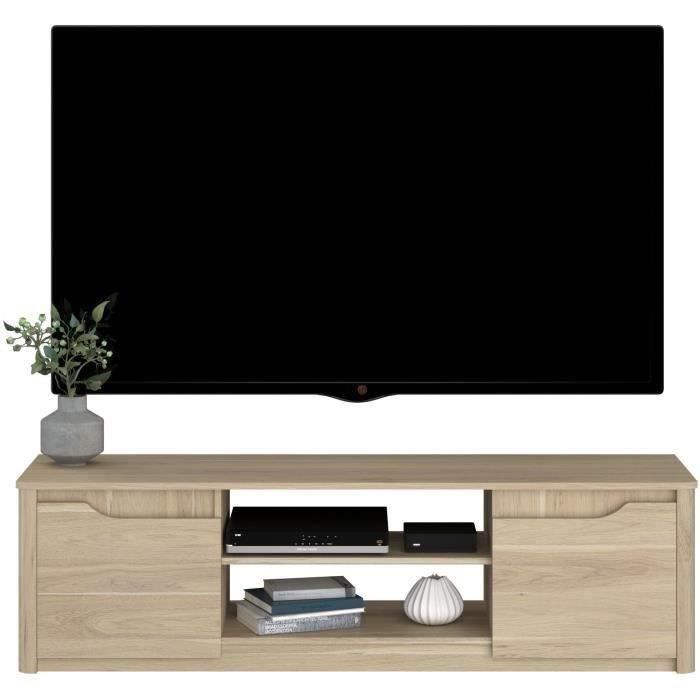Ensemble Table basse avec coffre et Meuble Tv - BETTY - Panneau de particules - Décor Chene - PARISOT