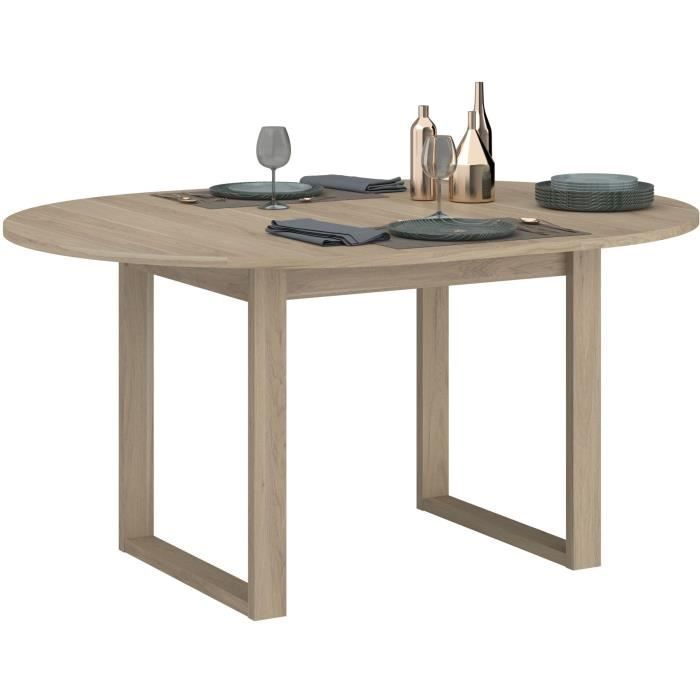 Table a Manger Extensible BETTY - Ronde - Chene Dakota - 4 / 6 personnes - 120 / 155 x 120 x 75 cm