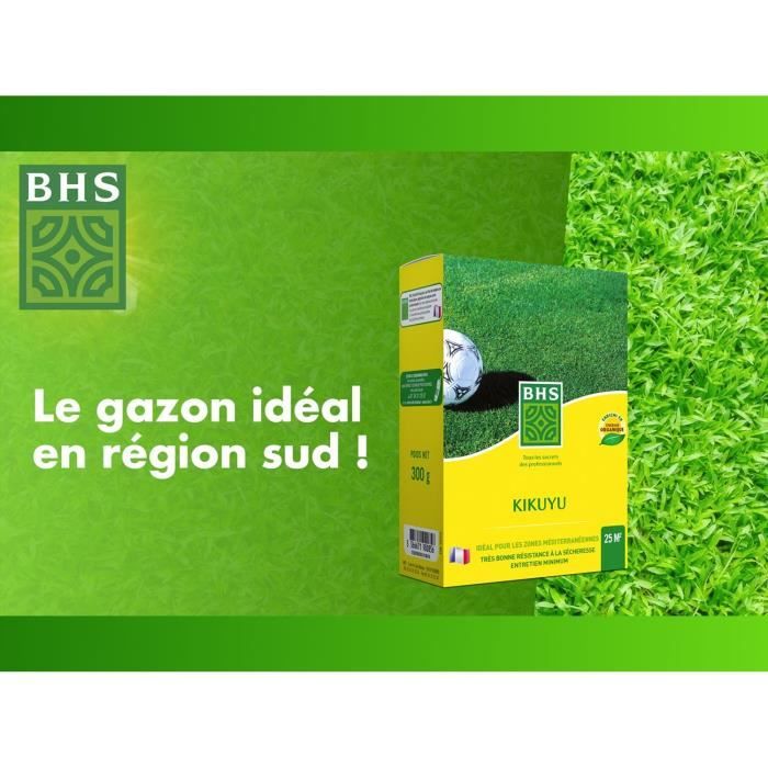 Kikuyu - BHS - 300g | 25 m² | Zones méditerranéennes | Résistant aux fortes chaleurs et aux piétinements.