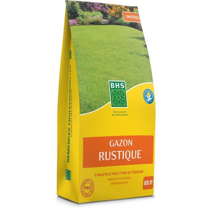Semence de Gazon - BHS - Gazon Rustique 20k - Jardins traditionnels et tous types de sols. Dense, esthétique, rapide et durable.