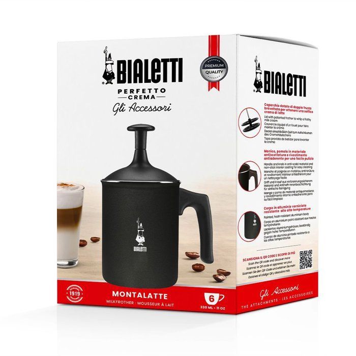 Mousseur a lait manuel - BIALETTI - PERFETTO CREMA - 330 ml - Noir